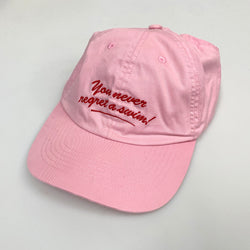 'You Never Regret a Swim' Pink Cap - Seconds Sale