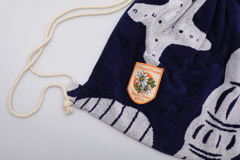 Vintage Towel Drawstring Back Pack - Navy Shells
