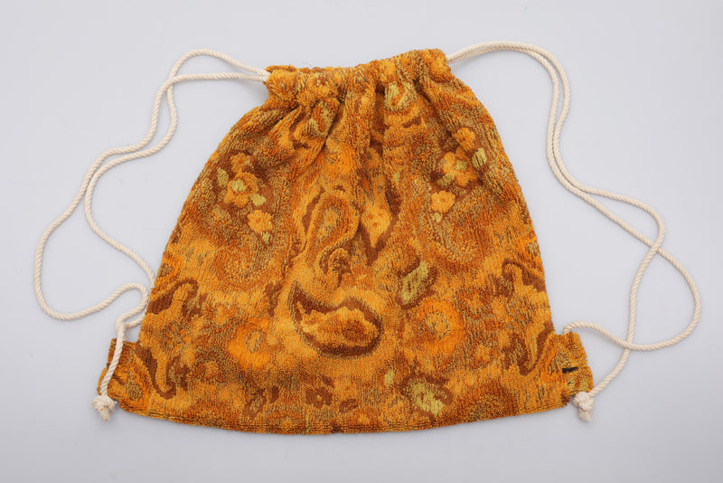 Vintage Towel Drawstring Back Pack - Brown Orange