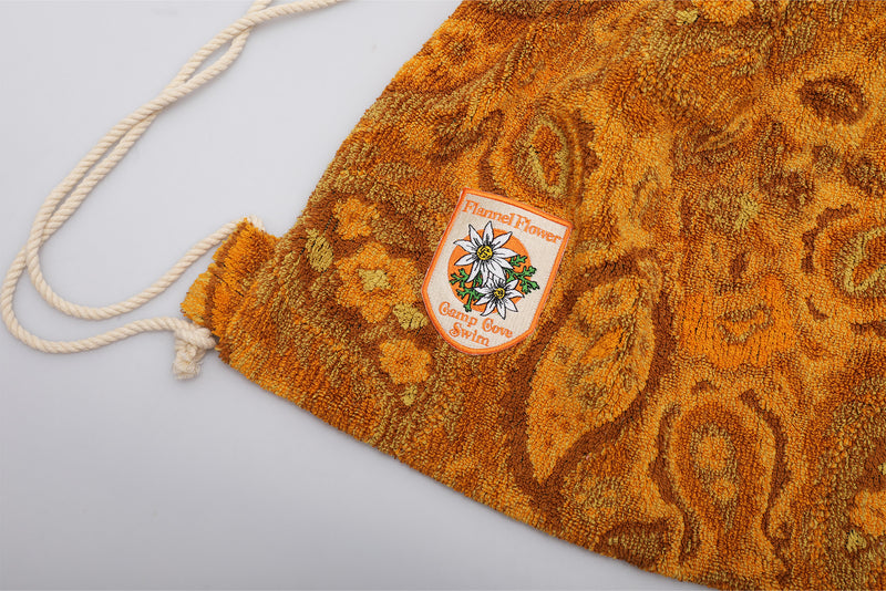 Vintage Towel Drawstring Back Pack - Brown Orange