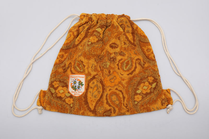 Vintage Towel Drawstring Back Pack - Brown Orange