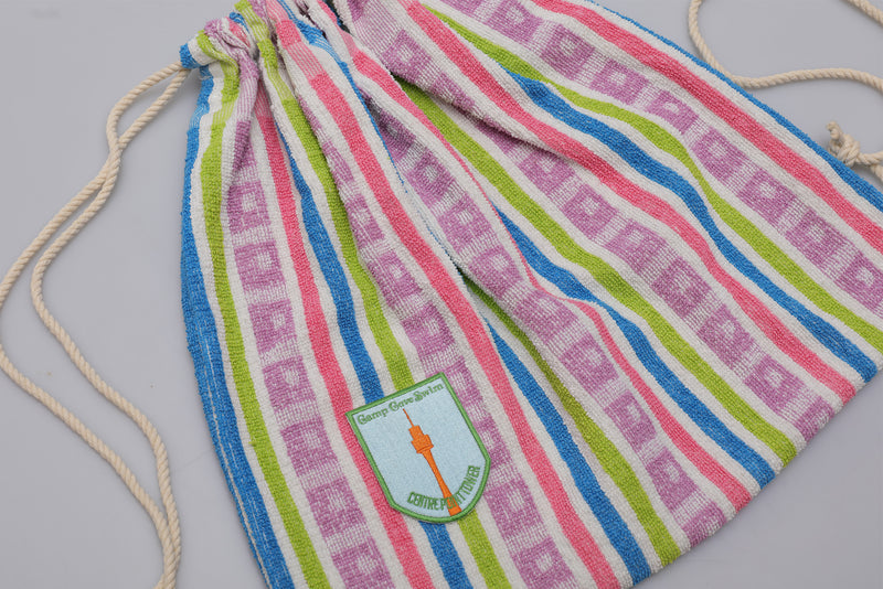 Vintage Towel Drawstring Back Pack - Multi Stripe