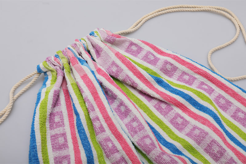Vintage Towel Drawstring Back Pack - Multi Stripe