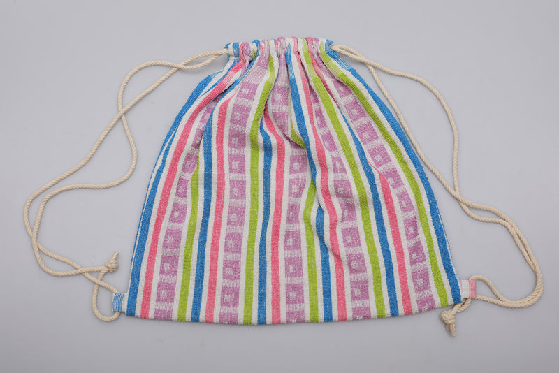 Vintage Towel Drawstring Back Pack - Multi Stripe