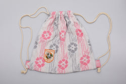 Vintage Towel Drawstring Back Pack - Pink Grey Floral