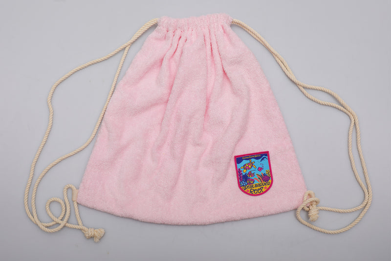 Vintage Towel Drawstring Back Pack - Pink Barrier Reef