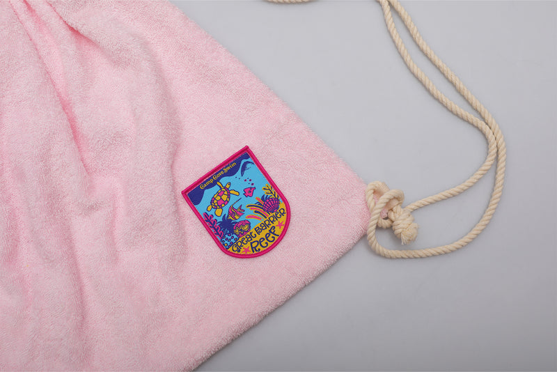 Vintage Towel Drawstring Back Pack - Pink Barrier Reef