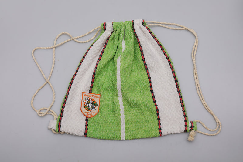 Vintage Towel Drawstring Back Pack - Green Stripe