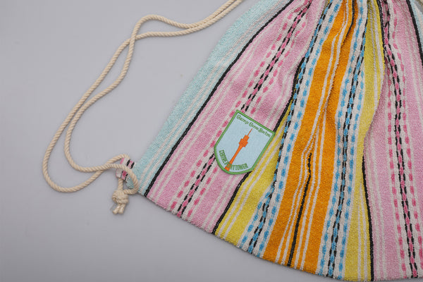 Vintage Towel Drawstring Back Pack - Rainbow Stripe