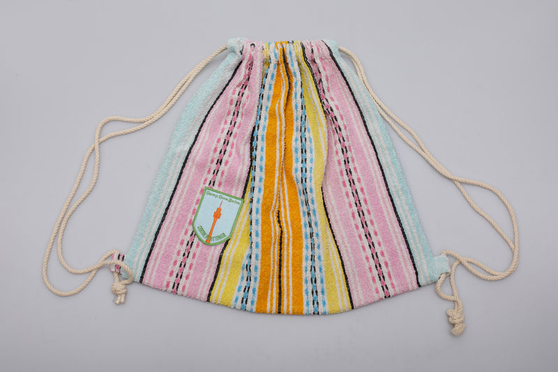 Vintage Towel Drawstring Back Pack - Rainbow Stripe