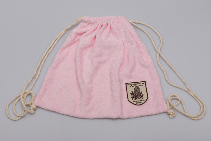 Vintage Towel Drawstring Back Pack - Pink Banksia