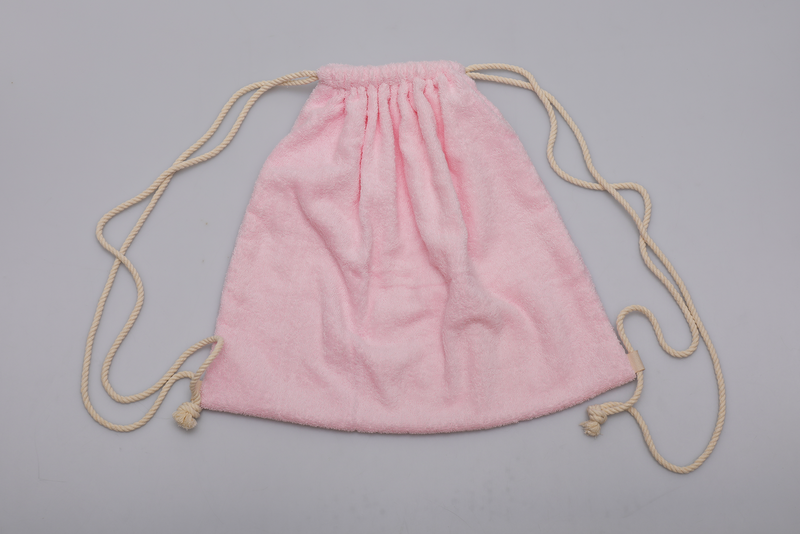 Vintage Towel Drawstring Back Pack - Pink Banksia