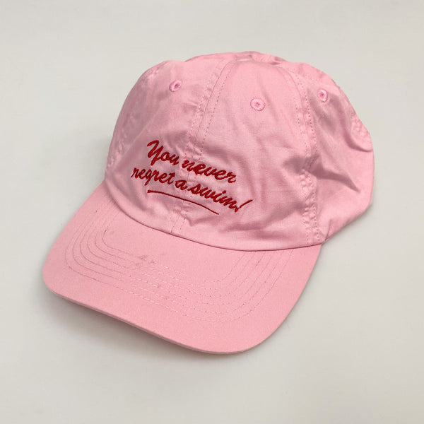 'You Never Regret a Swim' Pink Cap - Seconds Sale