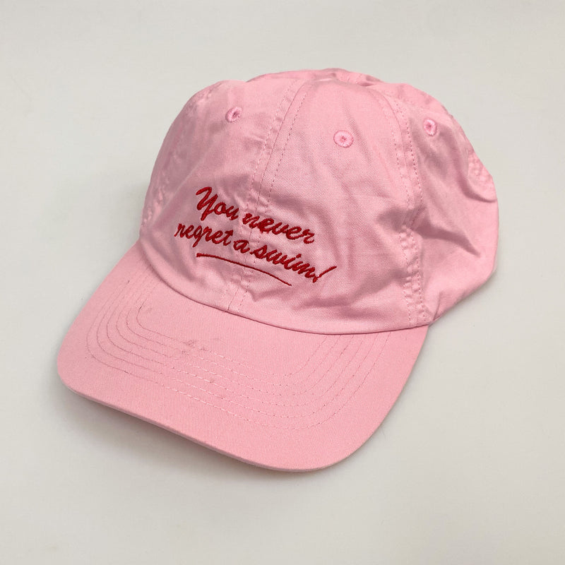 'You Never Regret a Swim' Pink Cap - Seconds Sale
