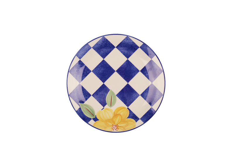 Blue Check Lunch Plate Set