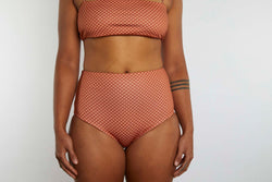 Abbie Recycled High Waist Bikini Bottom - Hazelnut Gingham