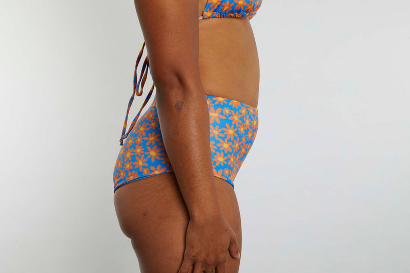 Abbie Recycled High Waist Bikini Bottom - Sunset Daisy