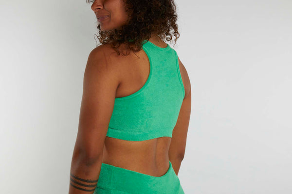 Activity Wear - Crop Top Green Terry Towelling