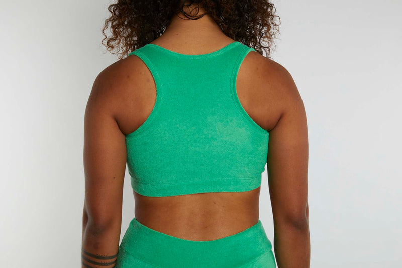 Activity Wear - Crop Top Green Terry Towelling