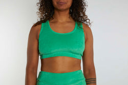 Activity Wear - Crop Top Green Terry Towelling