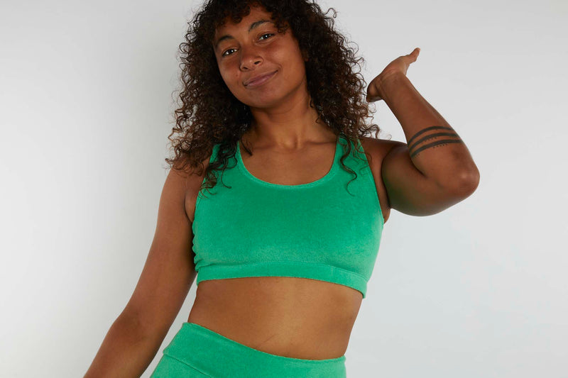 Activity Wear - Crop Top Green Terry Towelling