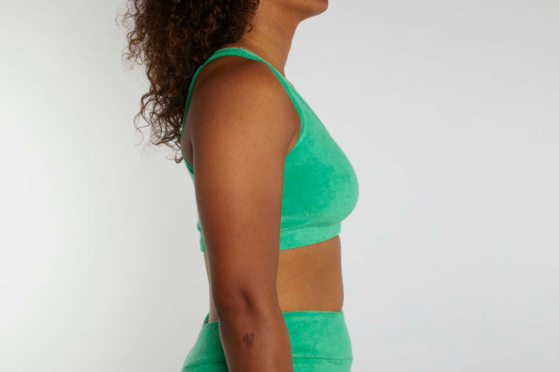 Activity Wear - Crop Top Green Terry Towelling