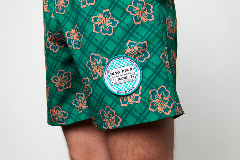 Green Hibiscus Boardie