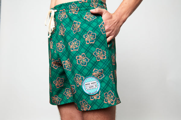 Green Hibiscus Boardie