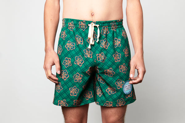 Green Hibiscus Boardie