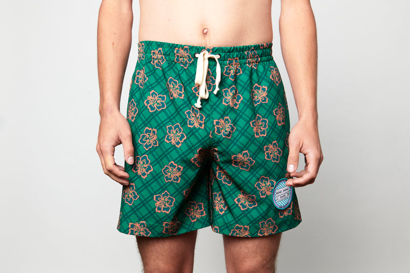 Green Hibiscus Boardie