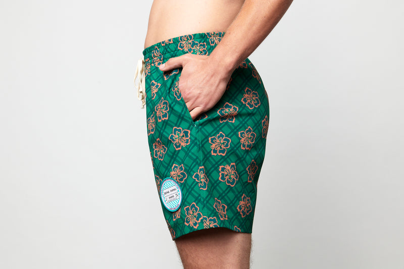 Green Hibiscus Boardie