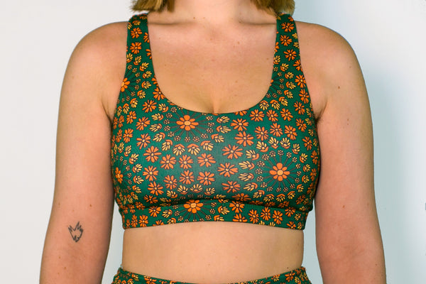 Crop Top - Forest Green Floral