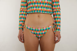 Sunday Recycled Tie Side Bikini Bottom - Diamond