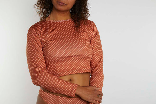 Recycled Long Sleeve Rashie UPF50+ - Hazelnut Gingham