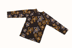 Kids Rashie Top - Black & Gold Daisy