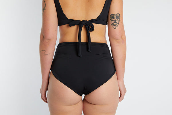 Abbie Recycled High Waist Bikini Bottom – Recycled Black