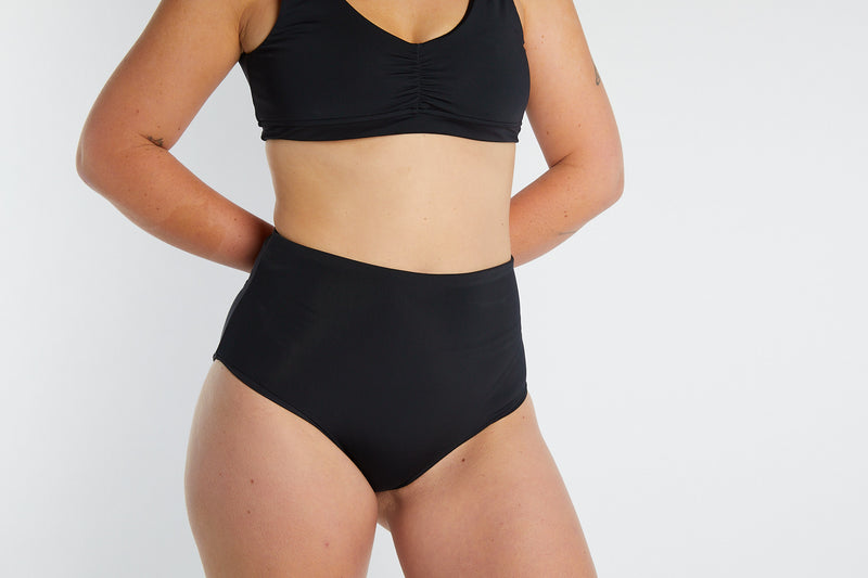 Abbie Recycled High Waist Bikini Bottom – Recycled Black