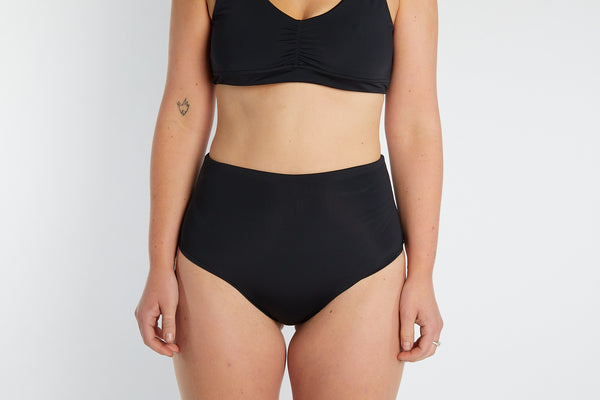 Abbie Recycled High Waist Bikini Bottom – Recycled Black