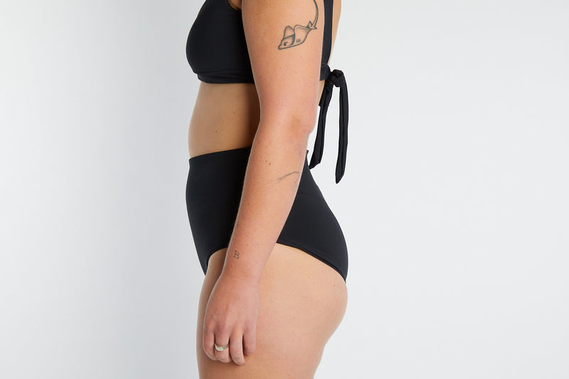 Abbie Recycled High Waist Bikini Bottom – Recycled Black