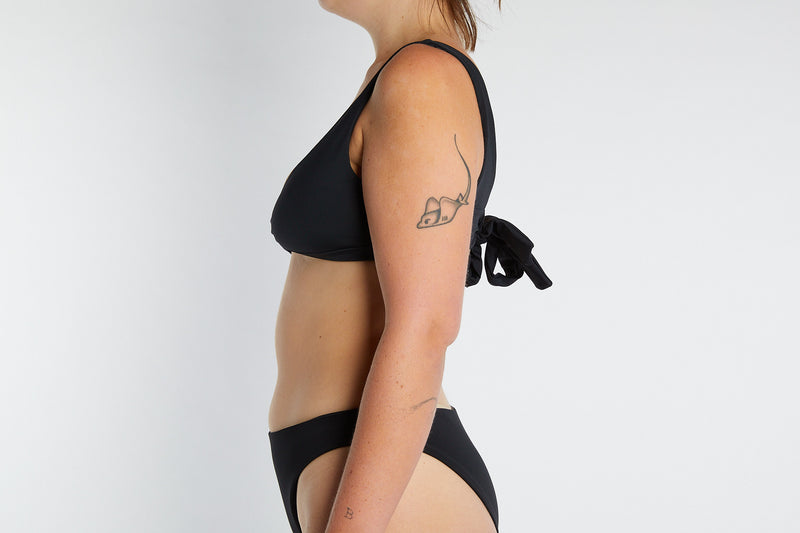 Lena Recycled Twist Bikini Top - Recycled Black