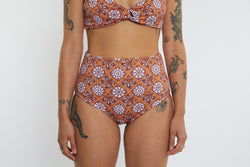 Abbie Recycled High Waist Bikini Bottom - Dandelion Tile