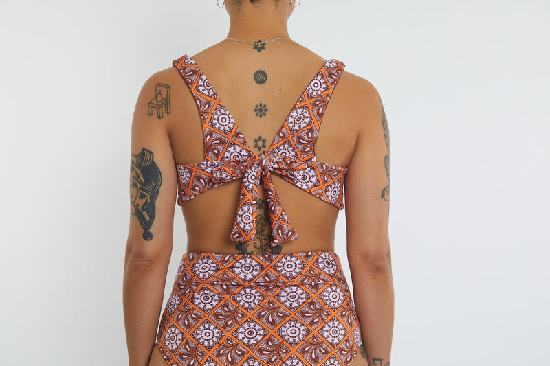 Lena Recycled Twist Bikini Top - Dandelion Tile
