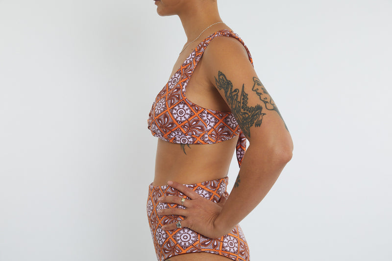 Lena Recycled Twist Bikini Top - Dandelion Tile