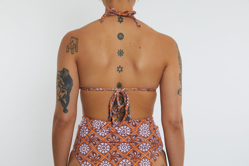 Saturday Recycled Triangle Bikini Top - Dandelion Tile