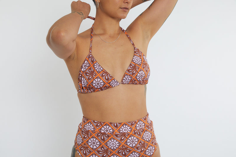 Saturday Recycled Triangle Bikini Top - Dandelion Tile
