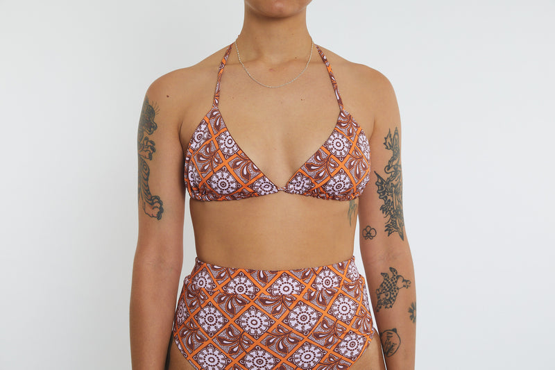 Saturday Recycled Triangle Bikini Top - Dandelion Tile