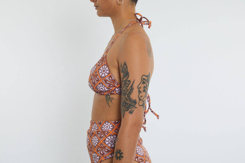 Saturday Recycled Triangle Bikini Top - Dandelion Tile
