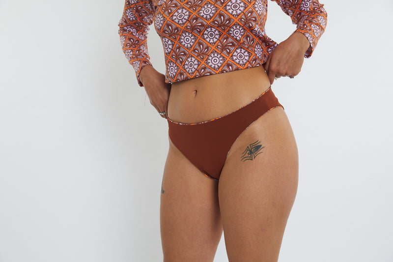 Taylor Recycled Mid Rise Bikini Bottom - Dandelion Tile