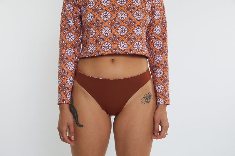 Taylor Recycled Mid Rise Bikini Bottom - Dandelion Tile
