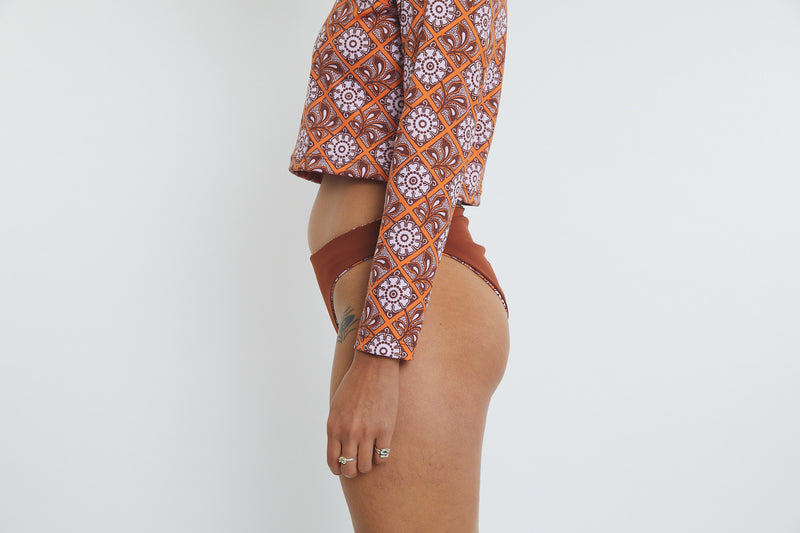 Taylor Recycled Mid Rise Bikini Bottom - Dandelion Tile